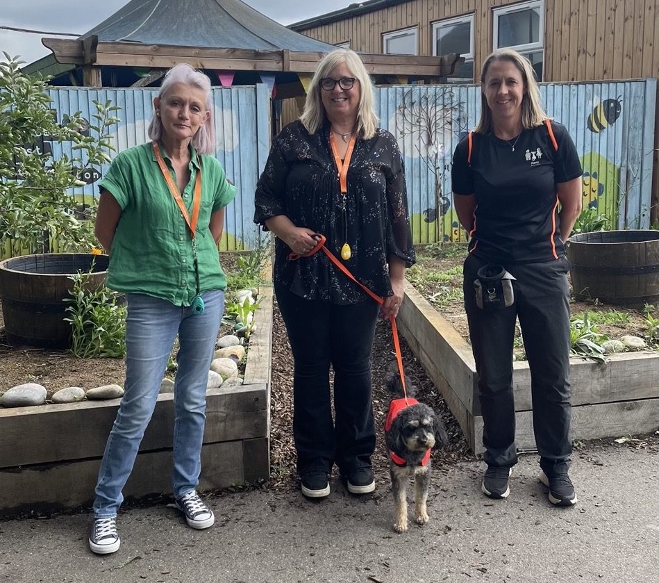 Justine roddan with buddy as they passed the dog mentoring programme