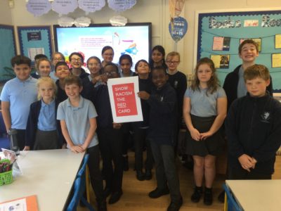 rosherville academy standing up and showing racism the red card