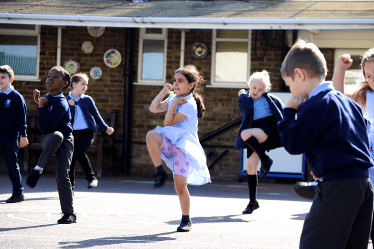 IMG_7359-768x512 (1) pupils on the playground doing their daily exercise at rosherville primary academy