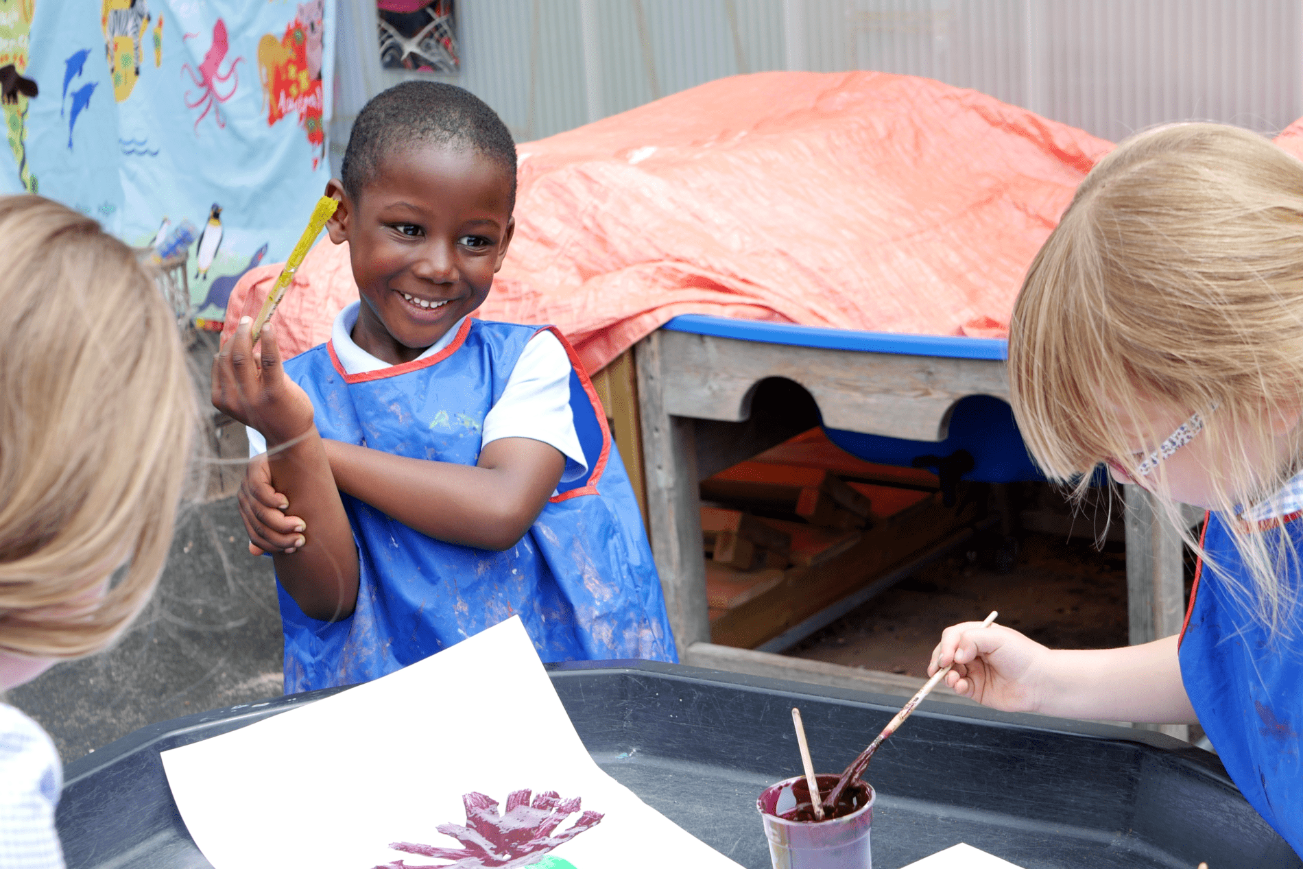 paying sunflowers at rosherville academy in EYFS